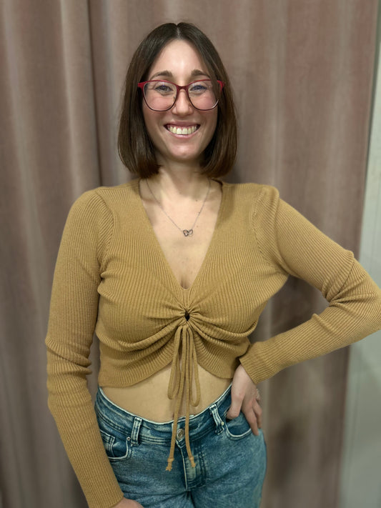Maglia crop a costine