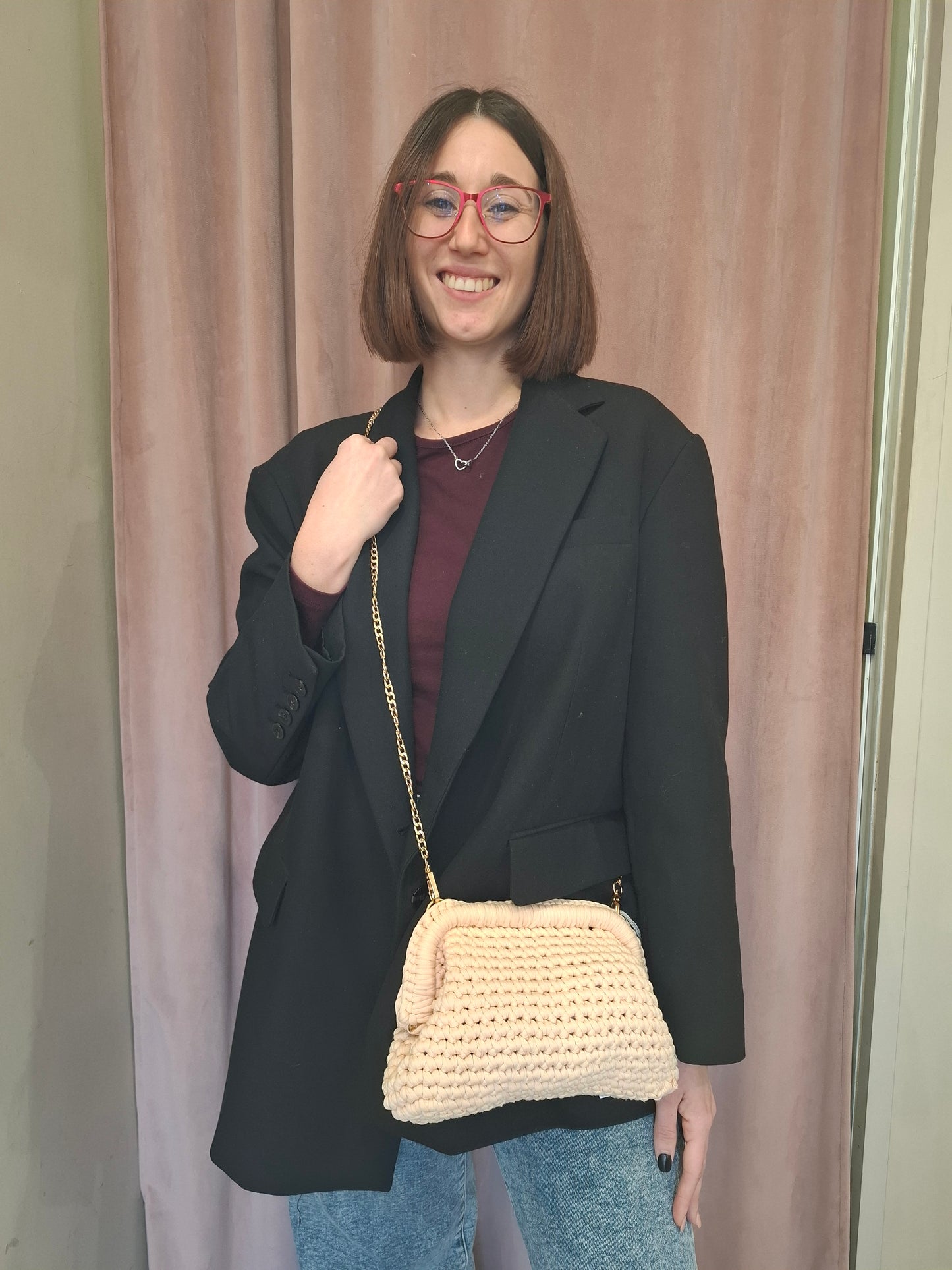 Borsa a mano in maglia