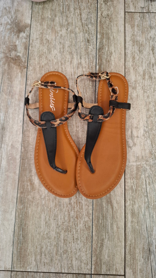 Infradito flat – Cuoio con dettagli animalier